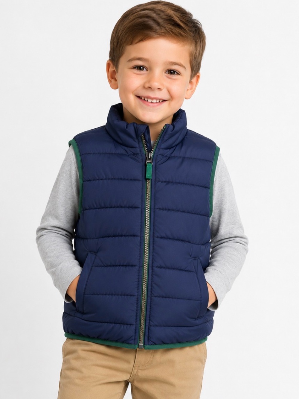 Carter’s Toddler Boys Navy Quilted Puffer Vest Size 5 New With Tags Zip Front